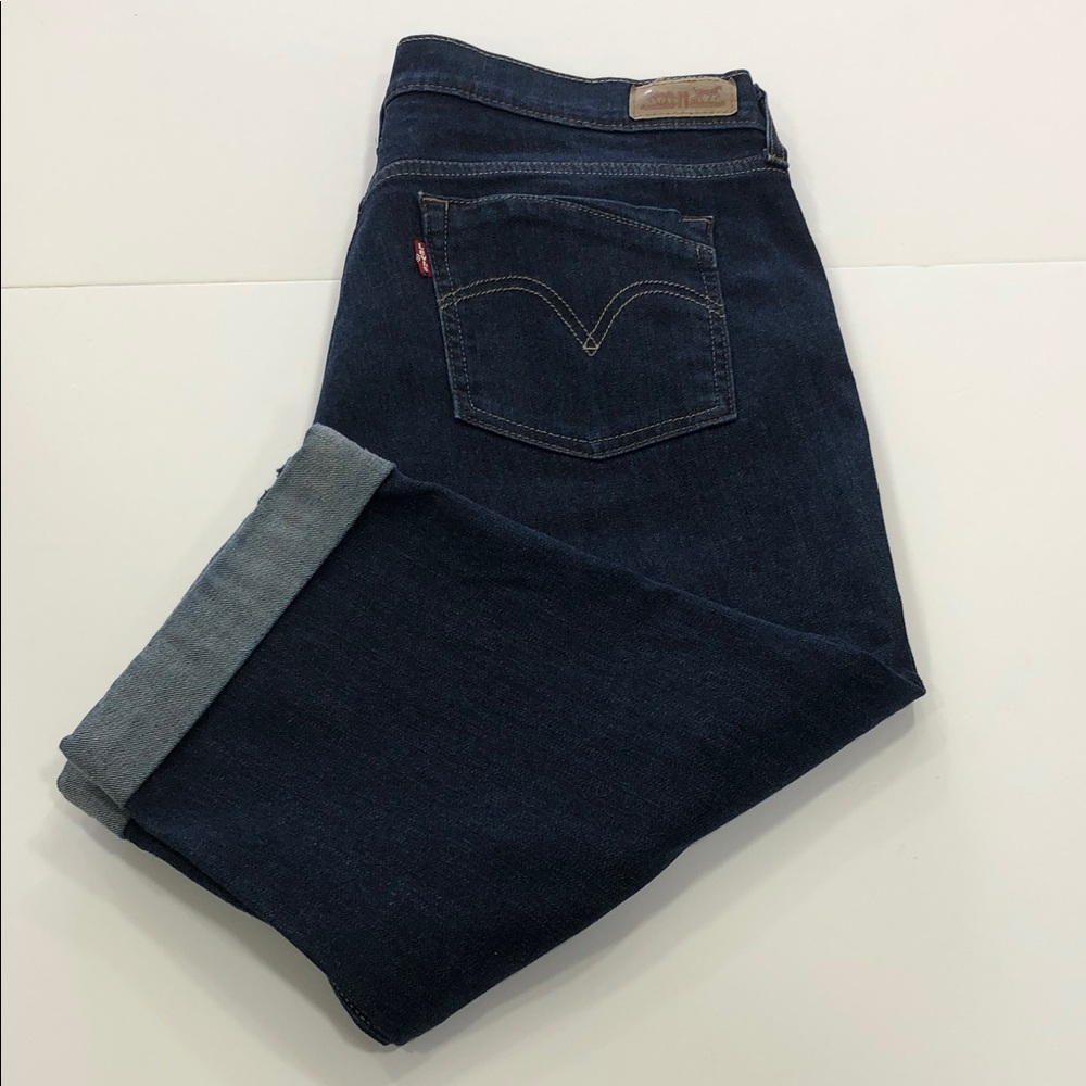 Levi’s Women’s Dark Blue Capri Jeans | Size 12 | Rolled Hem |Stretch Denim